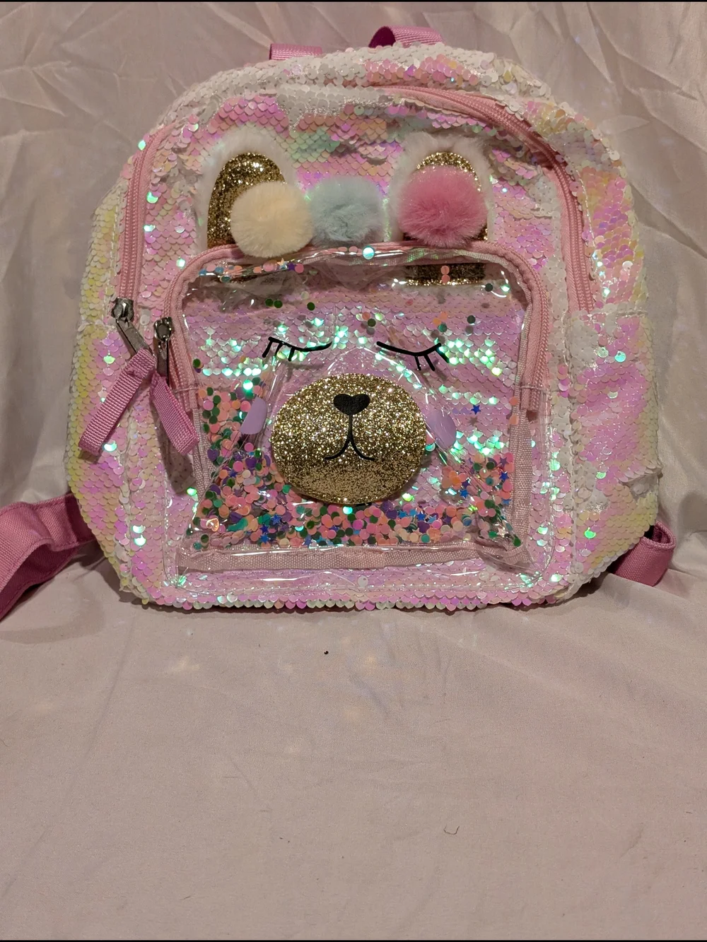 Cat & Jack Pink Sequin Llama Mini Backpack